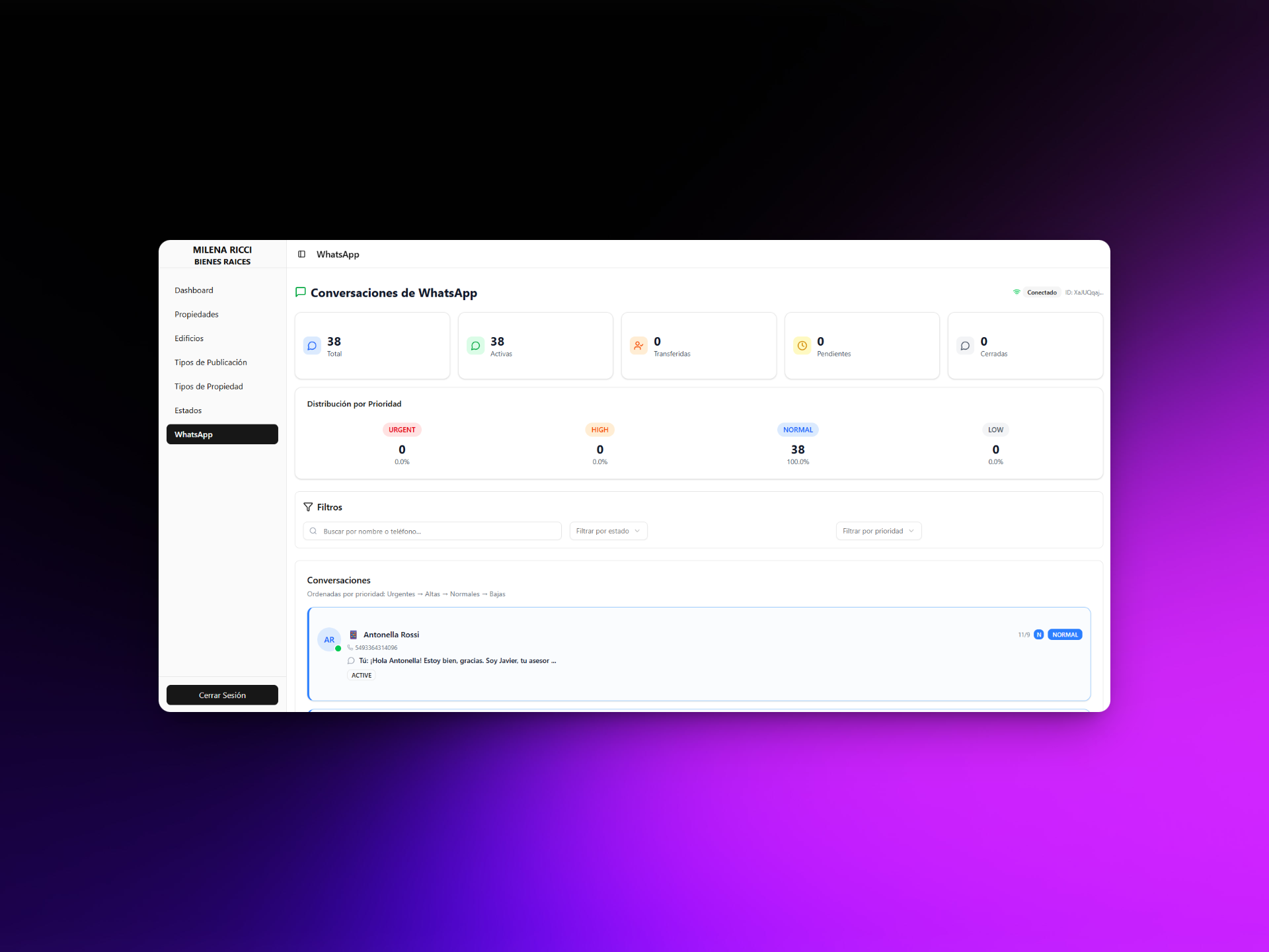 CRM para Inmobiliaria RICCI con agente LLM screenshot 1