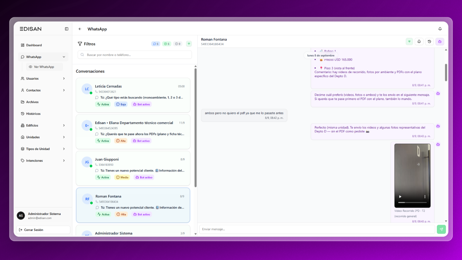 CRM para constructora EDISAN con agente LLM screenshot 2